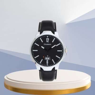Giomex New Launch 6-12 Blak Leather Black Strap Analog Watch Analog Watch  - For Men