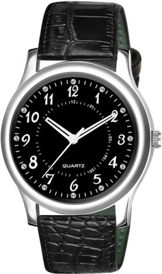paltinum Black Leather Strap||Adult Quartz Hands||Wrist Boys Mens Analog Watch  - For Men