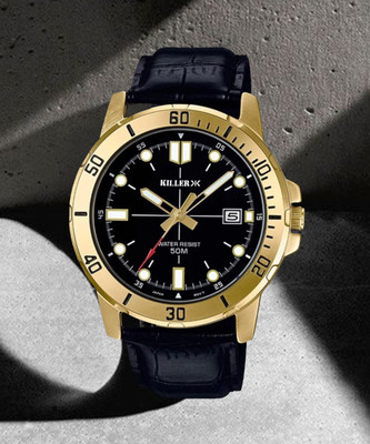 KILLER Killer 7007 Golden Black Edition With Date on 3 Timewear 7007 Golden Black Edition With Date on 3 and Special Golden Hands Used Analog Watch - For Men