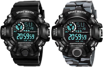 frozil Digital Watch Army Grey Black Color Strap Waterproof Digital Sports Digital Watch  - For Men