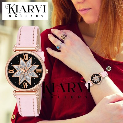 KIARVI GALLERY New Fashion Attritive Star Flower Dial Leather Belt Analog Watch Analog Watch  - For Women