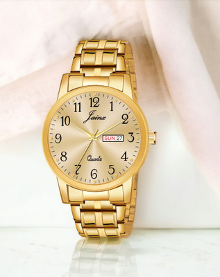 JAINX Premium Golden Day and Date Feature Analog Watch  - For Men