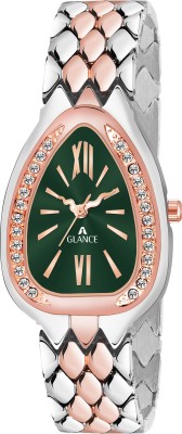 Aglance 9501 TT Green Dial Long Last Rose Gold Color with Diamond Studded Case 9501tt green Analog Watch  - For Girls