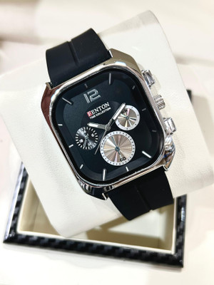 FENTON WATCHES FENT-900051 Trendy Wrist Watch, Stainless Steel Bracelet, Black Dial with Arabic Numerals Analog Watch  - For Men