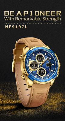 NAVIFORCE waterproof stylish design with attractive leather strap Analog-Digital Watch  - For Men