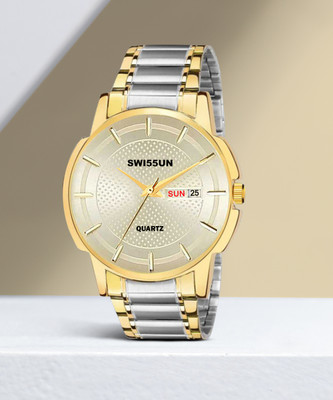SWI55UN I-12 Two Tone Premium Water Resistant Scratch Resistant Quartz Branded Hands Two Tone Watch Analog Watch  - For Men