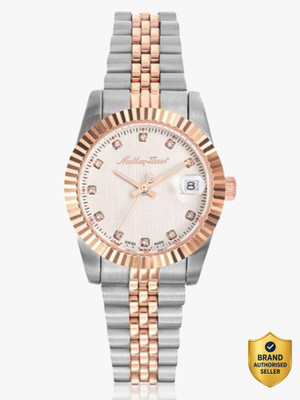 Mathey-Tissot D810RA Swiss Made Mathy III Quartz Ronda 585H3 Movement White Dial Analog Watch  - For Women
