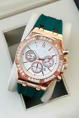 NITYA DRW020- GREEN Rose gold Diamond case Date Display Analog Watch for boys Analog Watch  - For Women