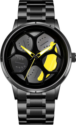 IIK Collections IIK-5035M Men Car Wheel Watch With Spinning Car Rim Design Analog Watch Analog Watch  - For Boys