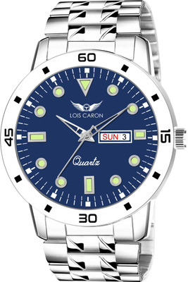 LOIS CARON LCS-8328 Day and Date Functioning Silver color Stainless Steel Strap New Quartz Wrist Analog Watch  - For Men