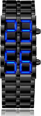 RS TRADER CO LUXURY FASHION UNIQUE DIGITAL BLUE DIAL STAINLESS STEEL BLACK TRANDY WATCH LUXURY FASHION UNIQUE DIGITAL BLUE DIAL STAINLESS STEEL BLACK TRANDY WATCH Analog Watch  - For Men