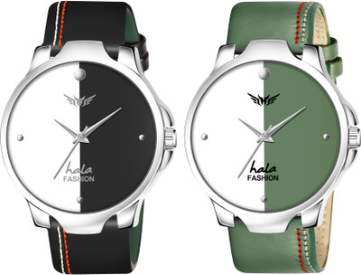 HALA 1048 Combo of 2 | Genuine Leather Straps | Boys Series Analog Watch  - For Men