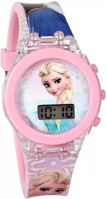 SALINA Comic Character Multicolor Glowing Light Digital Girl's Wrist Watch Kids Fashion Digital LED Display Pink Frozen Glowing Digital Watch  - For Girls