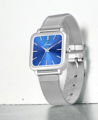JAINX Blue Dial Steel Mesh Silver Chain Analog Watch  - For Women
