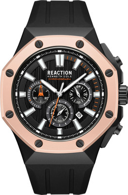 Kenneth Cole Reaction New Collection Chrono 3 Eyes Date Black Octagon Dial Analog Watch  - For Men