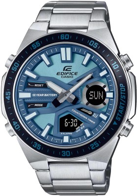 CASIO EFV-C110D-2BDF Edifice Blue Dial Silver Stainless Steel Band Analog-Digital Watch  - For Men