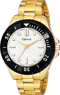 CAINVEL CV8188 White Dial Golden Chain Analog Watch  - For Men