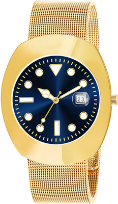 RKSTORE Golden Intermesh Stainless Steel Strap Analog Watch For Men LR138 Analog Watch  - For Men