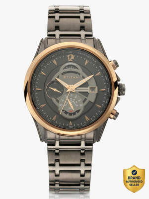 Titan NQ1830KM01 Titan Maritime Chronograph Anthracite Dial Anthracite SS Strap Analog Watch  - For Men