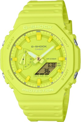 CASIO GA-2100-9A9DR G-SHOCK Yellow Dial Yellow Resin Strap Analog-Digital Watch  - For Men