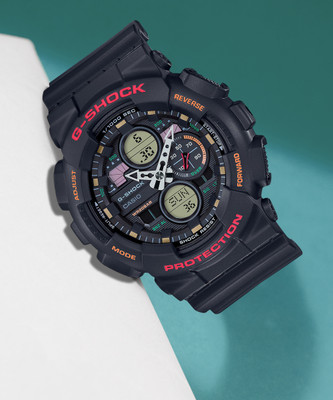 CASIO GA-140-1A4DR G-SHOCK GA-140-1A4DR Black-Red Dial Resin Strap Analog-Digital Watch  - For Men