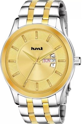 Hmrt Day Date Functioning Gold Dial Tow Tone Chain Analog Watch  - For Men