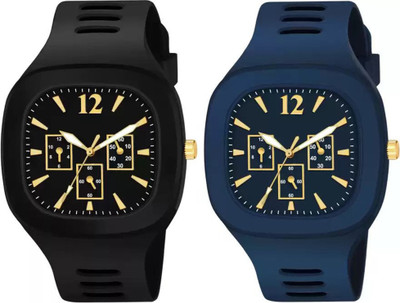TERIZLA MILLER Square Dial Combo Watch Black & Grey Stylish Casual Analog Watch  - For Boys