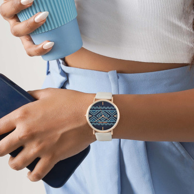 Joker & Witch Joker & Witch Matilda 36mm Blue Dial Grey Faux Leather Strap Watch for Women Analog Watch  - For Women