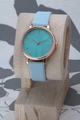 Rizino Best Selling Single Diamond Dial Round Case Colorful Leather Belt Analog Watch  - For Girls