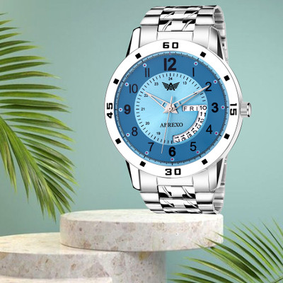 ABREXO Abx-1357 Seagreen Sea Green Dial, Silver Bracelet Day & Date Functioning Watch For Boys Analog Watch  - For Boys