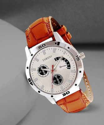 Tarido Classic white dial brown leather strap analog wrist Analog Watch  - For Men