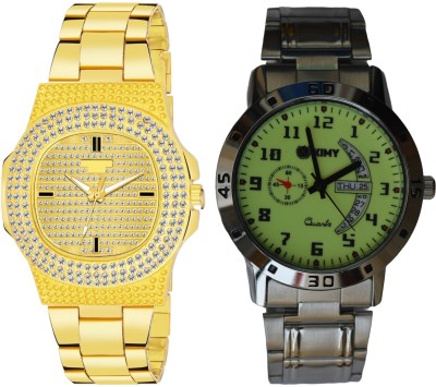 KIMY WA-PAD-KMW Combo NM-5SS5-5AB DIM-GOLD_Green 20511 KIMY classic analog watches featuring round steel dial and stainless steel chain Analog Watch  - For Men