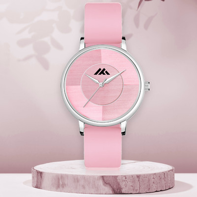 Wholfin WH-532 Pink Color Dual Tone Dial Smooth Sillicone Belt Women Analog Watch  - For Girls
