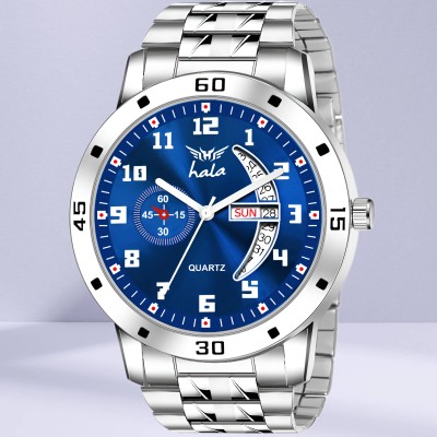 HALA 8188 All Blue| Date & Time |Minimalist | Premium | Stainless Steel | Water Resistant Analog Watch  - For Men