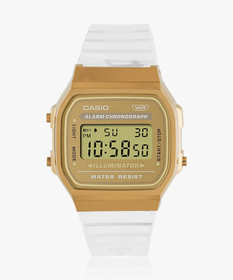 CASIO A168XESG-9ADF Vintage Gold Dial Transparent Resin Strap Digital Watch  - For Men & Women