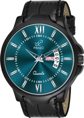 PIRASO 2047-TURQUOISE BLACK STRAP ANALOG DAY&DATE WORKING DISPLAY TURQUOISE DIAL&BLACK STRAP WATCH FOR MEN&BOYS Analog Watch  - For Men