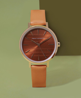 French Connection Sage Women's Analog Orange Watch | Orange Sunray Textured Dial Analog Watch  - For Women