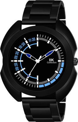 IIK Collection IIK-847M Black Round Artistic Dial with Stainless Steel Metallic Bracelet Chain Strap Analog Watch  - For Men