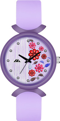 CRESTLONE Unique Colorful Flower Design Dial Slim Silicone Belt Unique Colorful Flower Design Dial Slim Silicone Belt Analog Watch  - For Girls