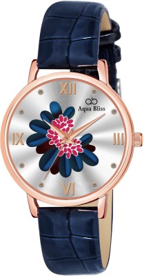 AquaBliss Silver Dial Blue Leather Analog Watch  - For Women