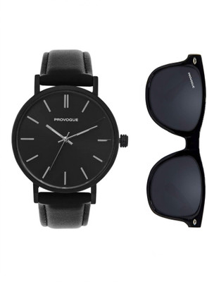 PROVOGUE PG-4069 Premium Watch & Sunglasses Combo – Perfect Gift Set (Black & Black) Analog Watch  - For Men