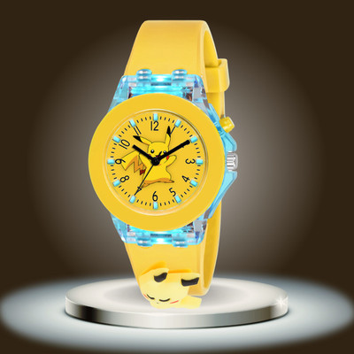 On Time Octus Pikachu 3D Character Blue Color Watch With 7 Different Color Light For Kids Analog Watch  - For Boys & Girls