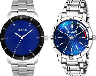 BRATON combo watch Combo Pack Of 2 New Arrival Black & Blue Analog Watch Analog Watch  - For Men
