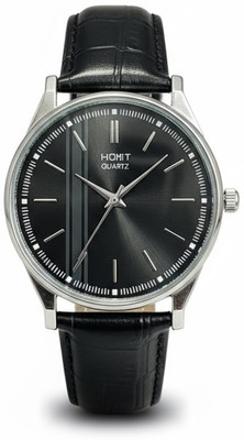 homt Black Aura men's watch Stylish Black Dial Black Croco Leather Waterproof Analog Watch  - For Men