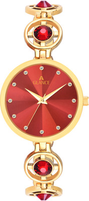 Aglance AG101 MAROON DIAMOND IN DIAL & STONE IN CHAIN WITH GOLD PLATED AG101 MAROON DIAMOND IN DIAL & STONE IN CHAIN WITH GOLD PLATED Analog Watch  - For Girls