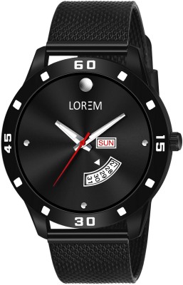 LOREM LR73 Designer Blue Day-Date With PU Strap Analog Watch  - For Men