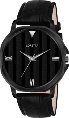 Loretta LT_6013 All Black Color Leather Belt Unique Dial Analog Watch  - For Men