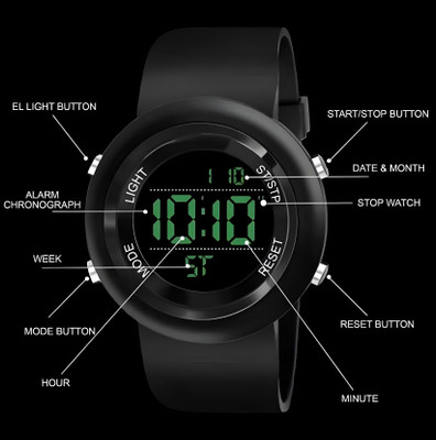 SHURAI Digital Blue Ring watch Men Waterproof Sports Watch for Men Boys with Backlight Alarm Snooze Stopwatch Digital Watch  - For Boys
