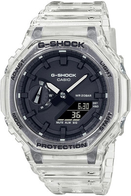 CASIO GA-2100SKE-7ADR G-SHOCK Black Dial Translucent Resin Strap Analog-Digital Watch  - For Men