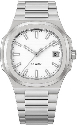 essential treasures Quartz Analog Digital Watch for Men white dail and silver strap Essential Treasures Nautilus 5711/1A-010 Quartz Luxury Men's Analog Watch  - For Men